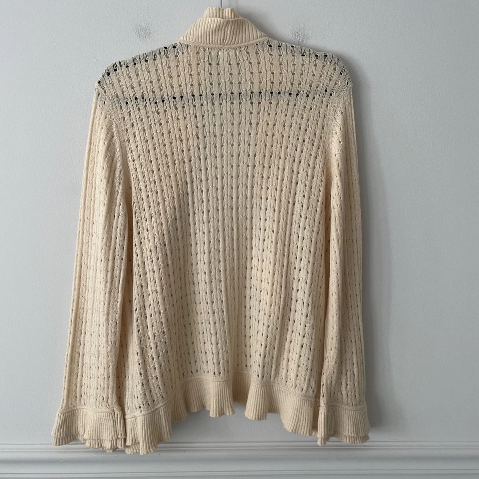 Cárdigan de lana de cachemir Sigrid Olsen marfil talla L volantes hada coqueta cottagecore Foto 2 de 4