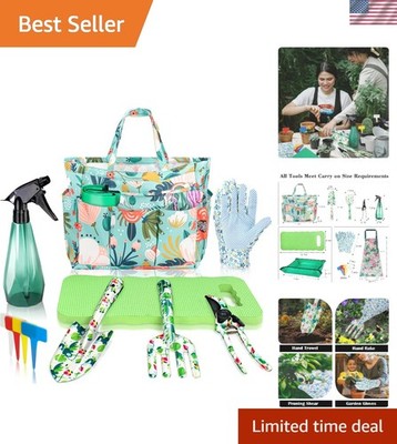 Elegant Floral Gardening Kit - 10 Tools with Reinforced Tote for Garden Lovers