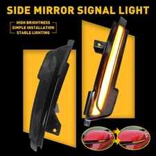 2x Dynamic Smoked LED Side Mirror Turn Signal Lights For 2015-2022 Ford Mustang