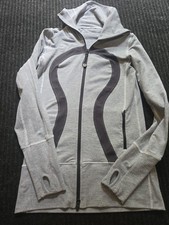 Womens LULULEMON Gray Logo Lightweight Jacket Size 4 Great Condition