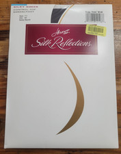 Hanes Silk Reflections Pantyhose AB Silky Sheer Town Barely Black Sandalfoot 717