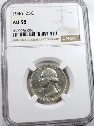 1946 Washington Quarter - NGC AU 58 - Everyman Set