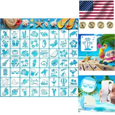 Reusable 3" Beach Stencils - 56 Unique Hawaiian Designs for Creative Projects