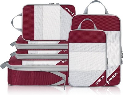 Set of 6 Compression Packing Cubes, Transparent Design, Space Saving,