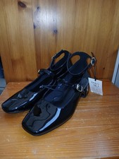 MARKS & SPENCER Ladies Black patent mary jane shoes size 4UK  std new RRP £39.50