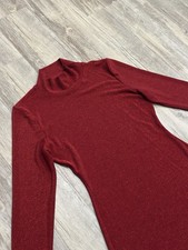 Reformation Hermia Knit Mini Dress in Burgundy / Shimmer Size Medium Leg Slit