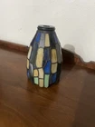 VTG Tiffany Style Stained glass Pendant Shade Drip 7" Long 3/4” Fitter Blue