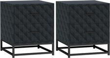 Bedside Cabinets x 2 Bedroom Table Set Pair Drawers Nightstand Storage