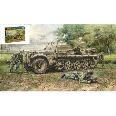 SD.KFZ.10 DEMAG D7 WITH GERMAN PARATROOPERS KIT 1:35 Italeri Kit Mezzi Militari 