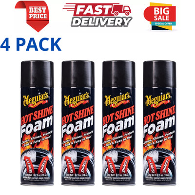 (4 Pack) Meguiar's Hot Shine Tire Foam, G13919, 19 oz, Aerosol, Easy Spray Foam