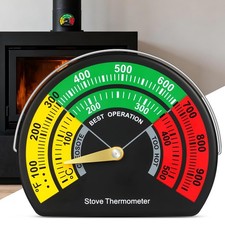 NUTKIT Magnetic Stove Thermometer with Semicircle Metal Thermometer Dial Log