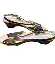 Woman s Colorful Vintage Shoes With A Small Wedge Heel. Great Condition.