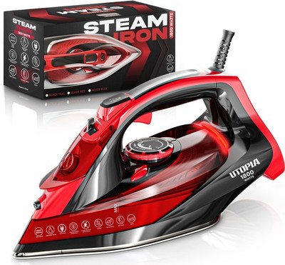 Luxury Steam Iron for Clothes 1800 Watts Ceramic Soleplate 3-Way Auto Shut Off