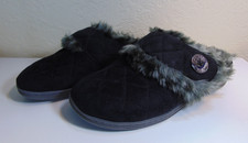 Vionic Womens Pleasant 361 Fireside Slippers Slides 8 Black w Gray Faux Fur