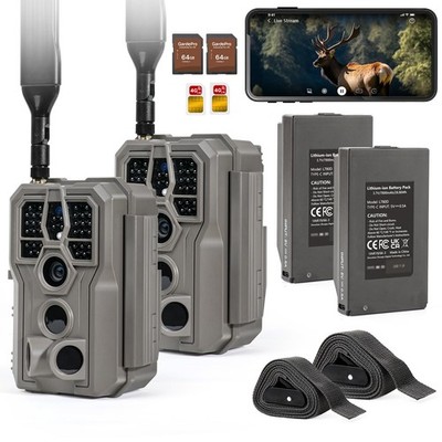 GardePro X66 Pro 2Pack Cellular Trail Cameras NonWiFi, 7800mAh Batteries, 64G...