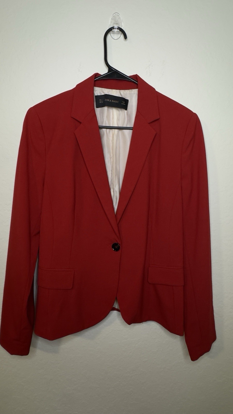 Zara Basic Red Blazer Size Large Shoulder Pads￼Su… - image 2
