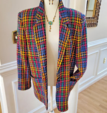 Oleg Cassini RARE Designer Short Coat Jacket Lined WOW Buttons Sz 12 Wool Blend