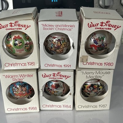 Vintage Schmid Collector Walt Disney Glass Christmas Ornaments 1980-90s Lot Of 6