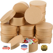 Geyee 24 Round Paper Mache Boxes with Lids 3.9" Mini Nesting Cardboard Gift Craf