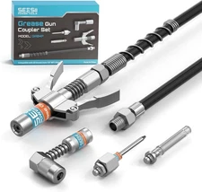 Seesii Grease Gun Accessory Kit, Includes Quick-Release Coupler, 90 Degree Greas