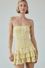 NEW Urban Outfitters Mira Strapless Tiered Dress Coquette Spring Size Large