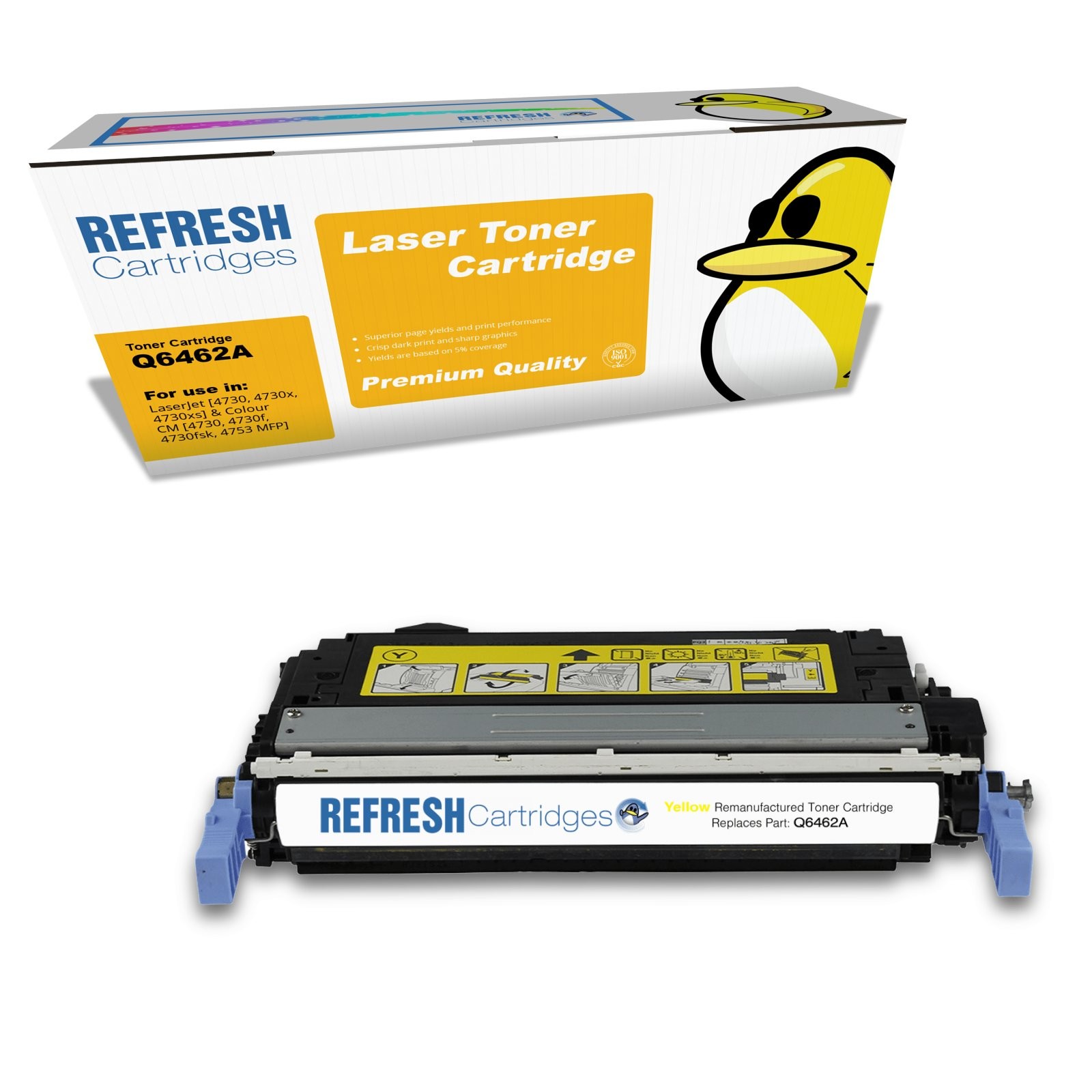 Refresh Cartridges Replacement Yellow Q6462A/HP 644A Toner Compatible With HP