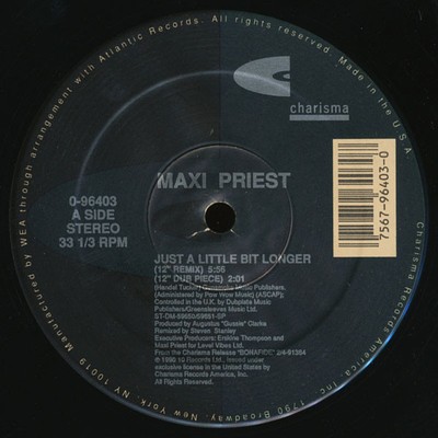 Maxi Priest, Just A Little Bit Longer, (12''), NM or M-, 3664391370