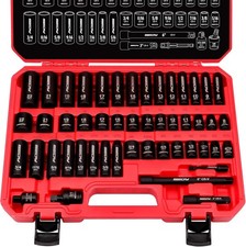 3/8" Drive Impact Socket Set - 49-Piece SAE 5/16 to 3/4 One Size, Black
