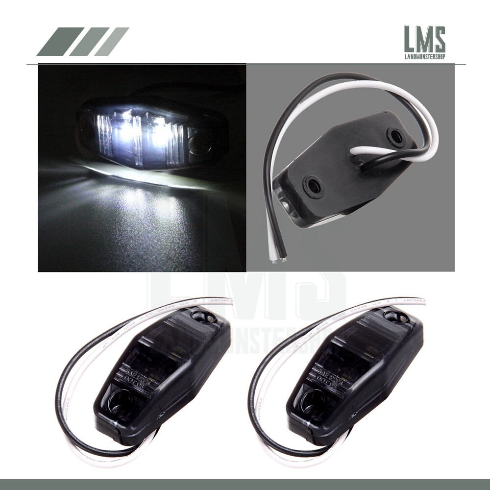 2-Pack White LED Surface Mount Side Marker Lights for Trailers