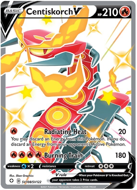 LP Pokemon Centiskorch V - SV108/SV122 - Shiny Holo Rare Lightly Played Shining 