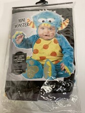 in character mini monster Small 6-12 month halloween costume hood jumpsuit