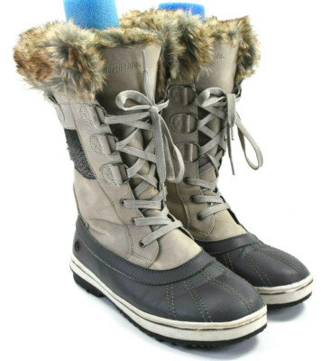 Northside Women 10 Grey Faux Fur Lined Waterproof Winter Snow Warm Boots