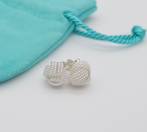 Tiffany & Co. 925 Sterling Silber Somerset Love Knot Kabel Ohrringe mit Etui - Bild 7 von 8