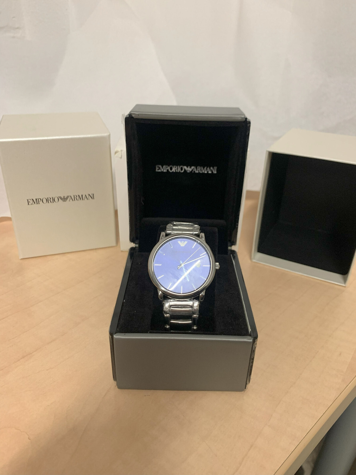 Emporio Armani Herrenuhr AR11089 Edelstahl Neu Hinterkappe lose