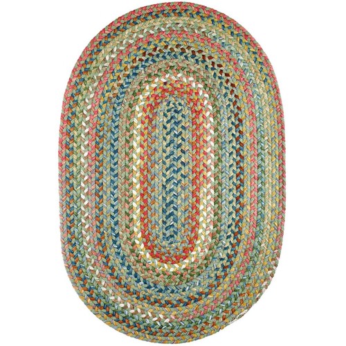 Super Area Rugs Braided Rug Country Cottage Farmhouse in green red yellow blue - Picture 1 of 19