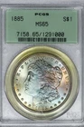 1885 Morgan PCGS MS65 OGH Old Green Holder, Color-Toned Silver Dollar Gem!