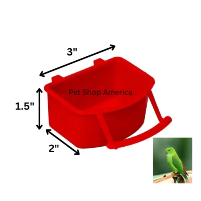 PET SHOP AMERICA 3 Pack Bird Cage Hopper Feeder 8 oz Plastic Food Water Cups Parakeet Parrot