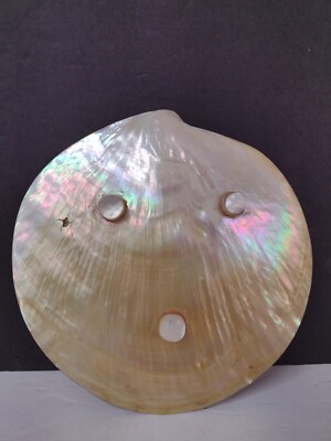 Large 7''x7 Clam, Oyster Shell Pink Ocean Vintage 60-70s Iridescent Opal Seashell