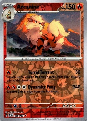Carta Pokémon Arcanine 059/165 Reverse Holo 151 Ita Italiano Near Mint