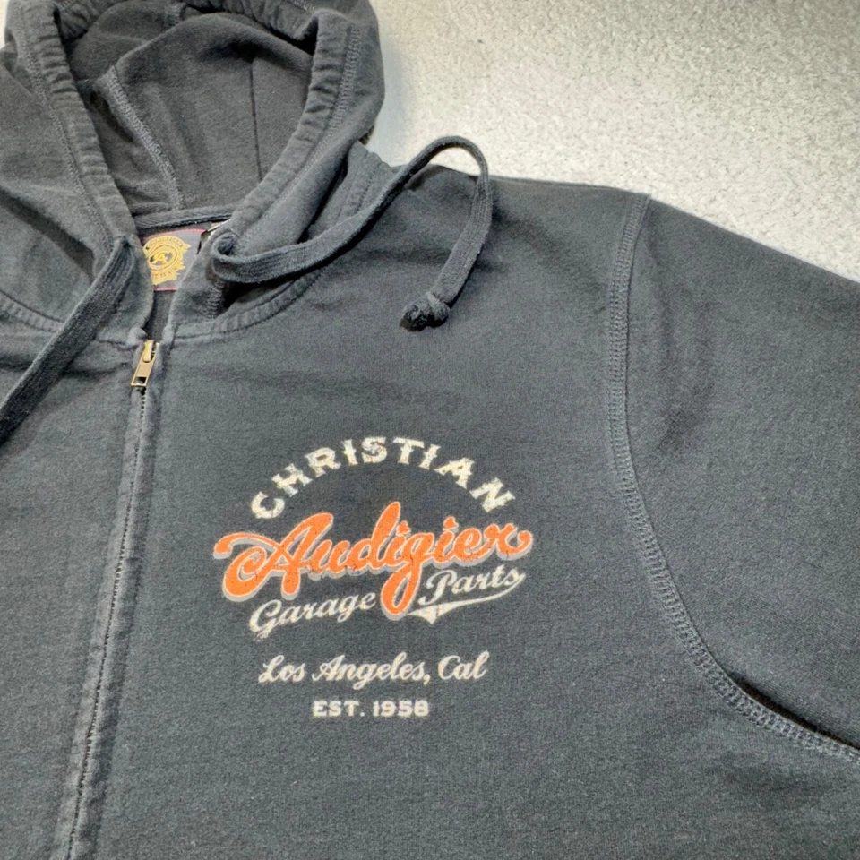 Christian Audigier Sudadera con Capucha Hombres Extra Grande Cremallera Completa Chaqueta Motocicleta Tatuaje LA Foto 3 de 4