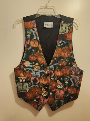 Vintage Facets By Mirrors Button - Fall Pumpkin Vest Women's Size Medium USA