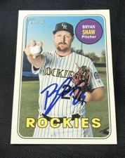 2018 Topps Heritage Bryan Shaw Signed Autographed Card Colorado Rockies #571