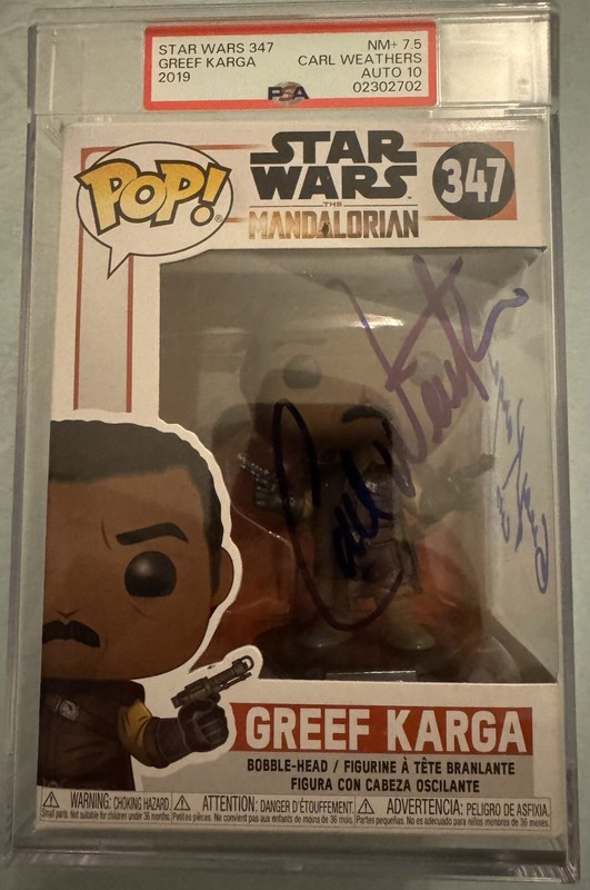 Greef Karg Funko Pop #347, PSA 7.5 AUTO 10 - Signed By Carl Weathers.
