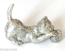 Kitten Cat + Ball of wool Sml Figurine, Hand made from lead free English Pewter