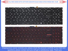 For MSI GS60 GT72 GT73VR GS63VR GL62 GE62 GT62 WS60 MS-16JB Backlit US Keyboard