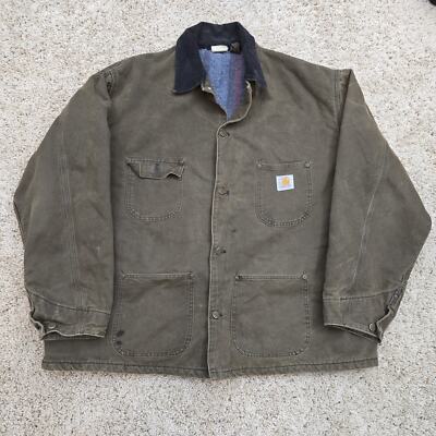 Carhartt C02 DKB ダークブラウン L チョアコート Carhartt C02 DKB Dark Brown Blanket Lined Chore Coat Jacket Size