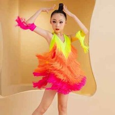Summer Ballroom Dance Full Fringed Dresses Girls Latin Dance Tassels Dress