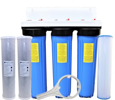 Big Blue 3 Stage Whole House System Water Filter 20'' Sediment and Carbon NSF