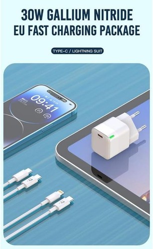 30W USB 3.1 typ C ładowarka adapter do wtyczki elektrycznej Honor 200 biały - Zdjęcie 4 z 8