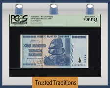 TT PK 91 2008 ZIMBABWE 100 BILLONES DE DÓLARES RESERVA BANCO PERFECTO PCGS 70 PPQ